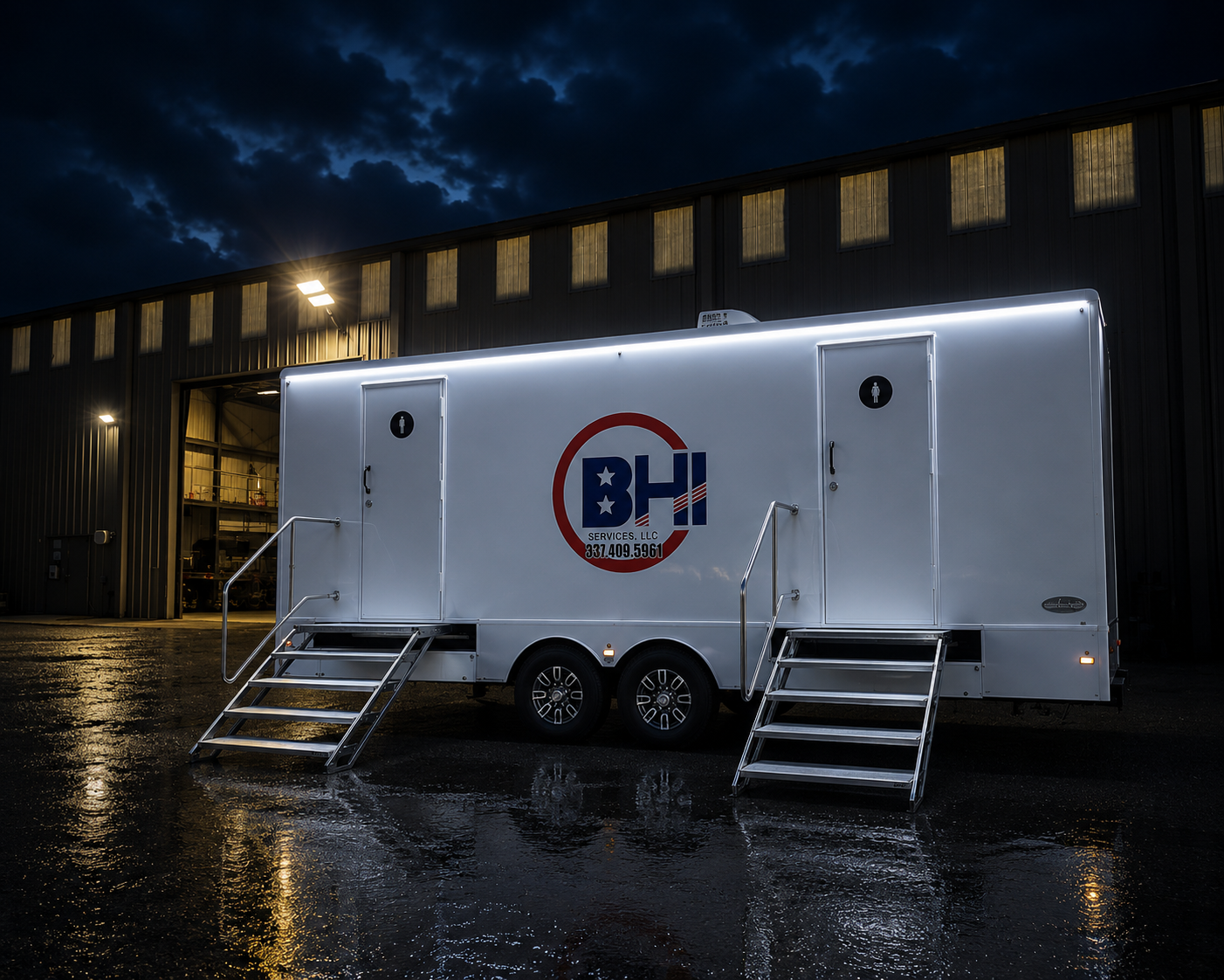 Luxury restroom trailer rental for weddings and events